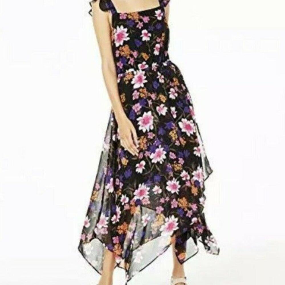 Bar III Floral Abyss Open Back Dress Women's Small